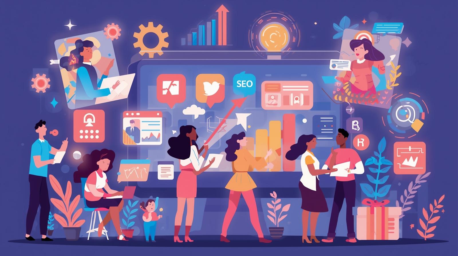 students in a digital marketing classroom training